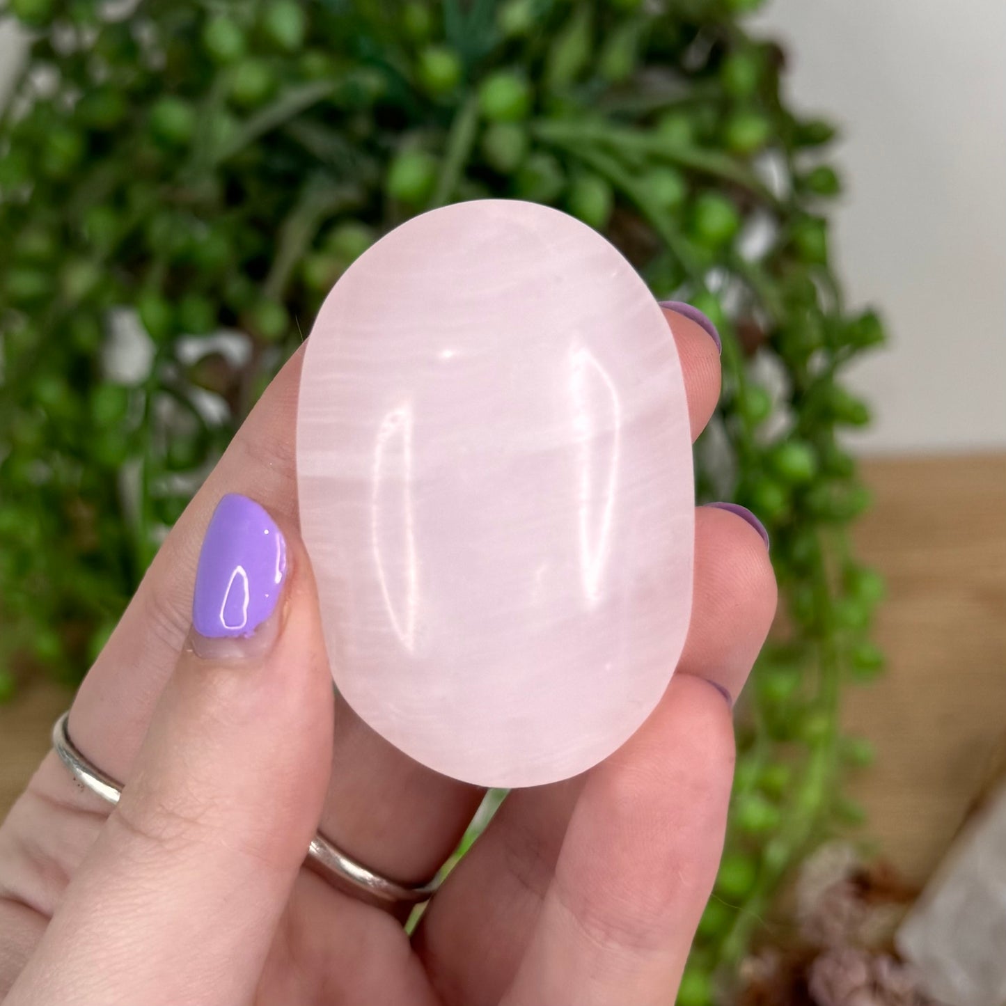 Pink Mangano Calcite Palm Stone (T295)