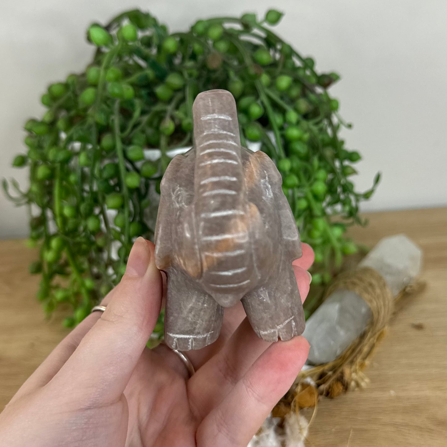 Peach Moonstone Elephant (P76)