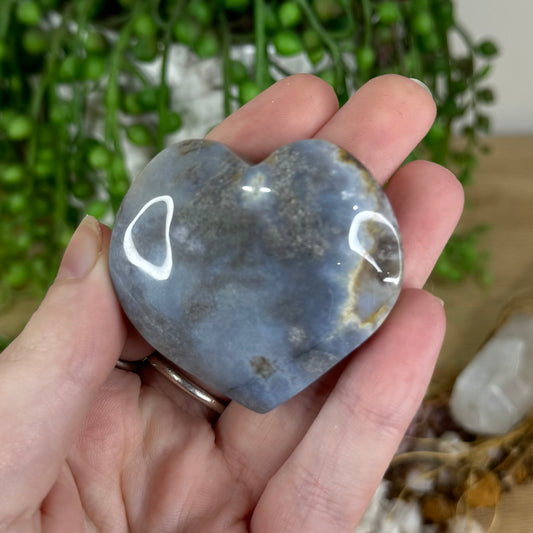 Black Flower Agate Heart (P248)
