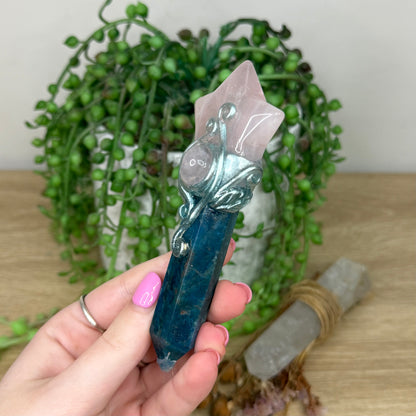 Rose Quartz / Blue Apatite Wand (Z587)