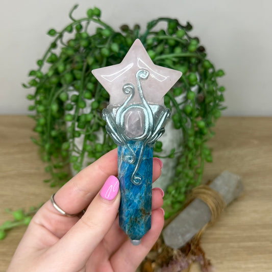 Rose Quartz / Blue Apatite Wand (Z584)