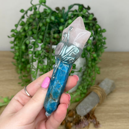 Rose Quartz / Blue Apatite Wand (Z584)