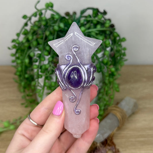 Amethyst / Rose Quartz Wand (Z586)