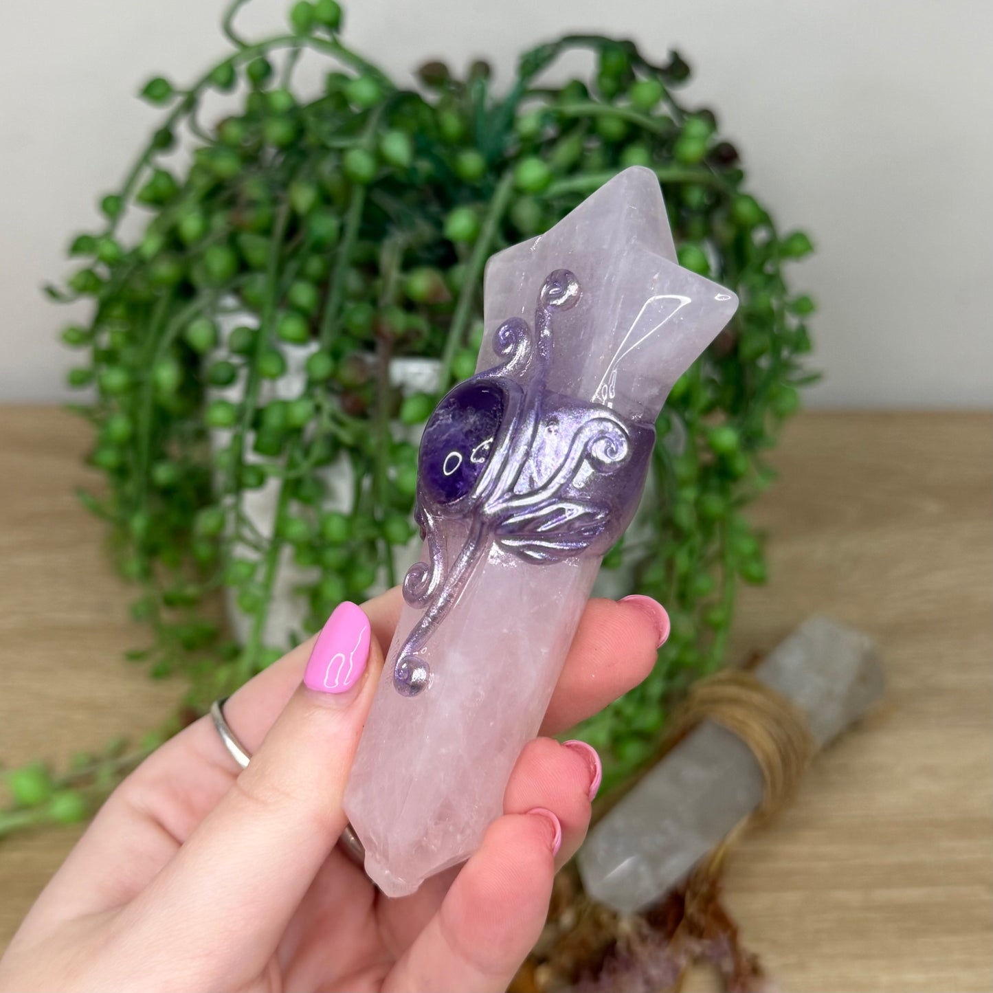 Amethyst / Rose Quartz Wand (Z586)