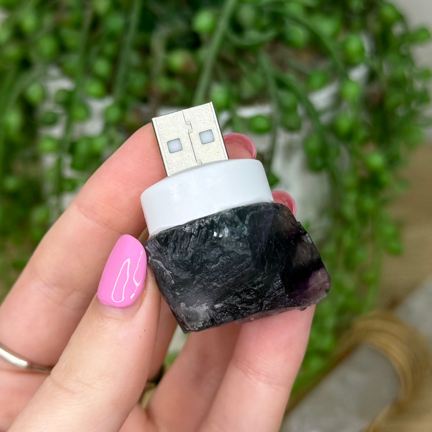 Rainbow Fluorite Raw Plug In Light 1