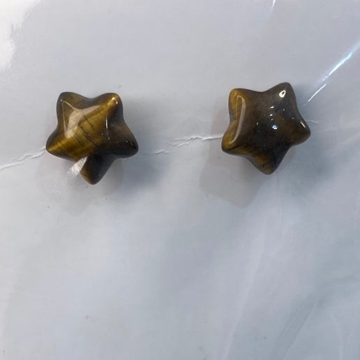 Tiger Eye Star Stud Earrings