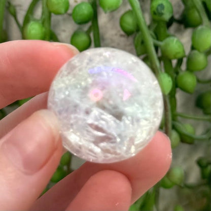 Aura Crackle Clear Quartz Small Sphere