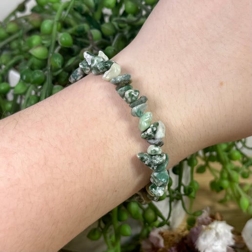 Green Spot Jasper Chip Bracelet