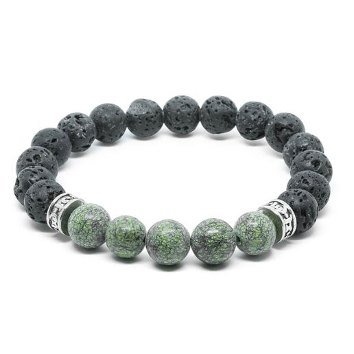 Serpentine / Lava Stone Silver Small Bracelet