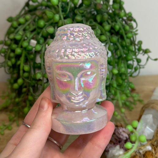 Aura Rose Quartz Buddha Head (L834)