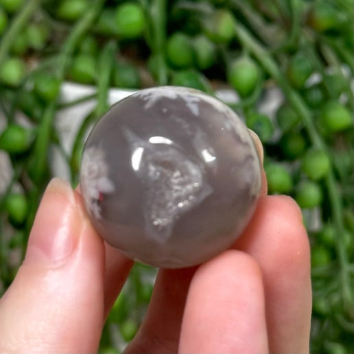 Black Flower Agate Sphere (E146)