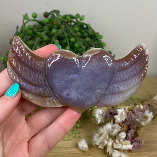 Ocean Jasper Heart With Wings (A675)