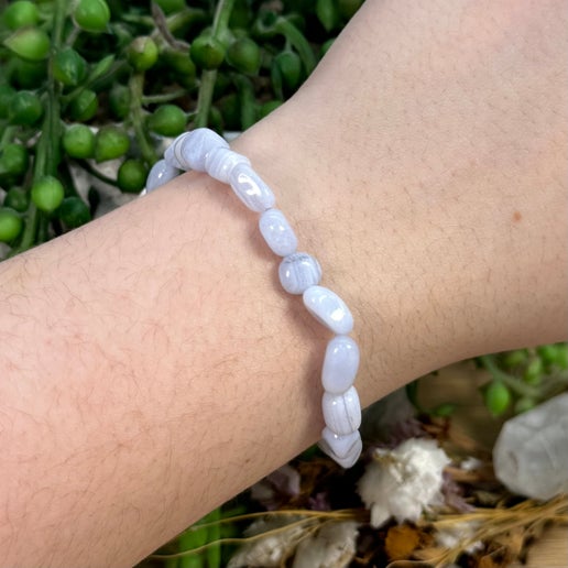 Blue Lace Agate Nugget Bracelet (J502)