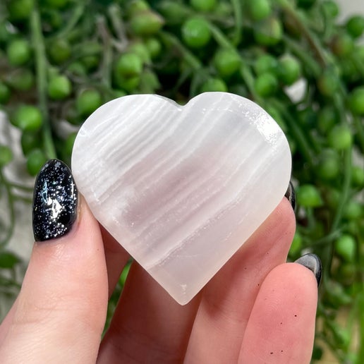 White Calcite Heart Lucky Stones