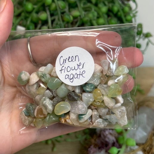 Green Flower Agate 50gram Chip Bag