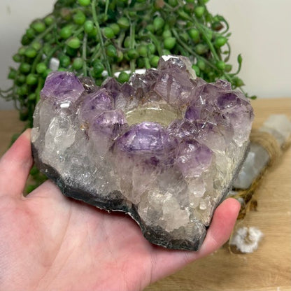 Amethyst Cluster Tea Light Holder (I768)