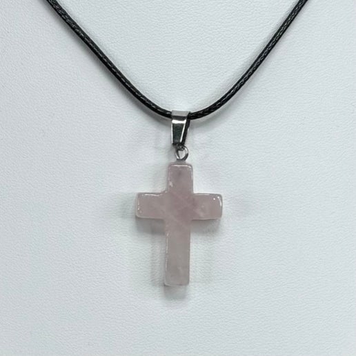 Rose Quartz Cross Necklace (M75)