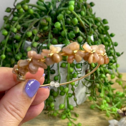 Peach Moonstone Flower Bracelet (I485)