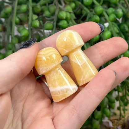 Yellow Calcite Medium Mushrooms