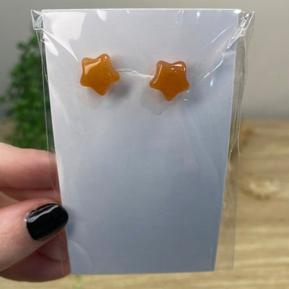 Orange Aventurine Star Stud Earrings