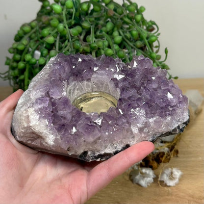 Amethyst Cluster Tea Light Holder (I767)