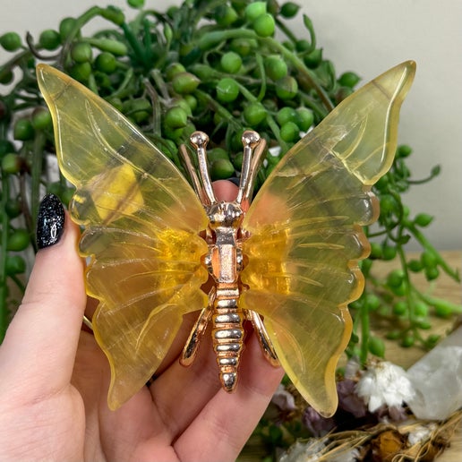 Yellow Fluorite Butterfly (I883)