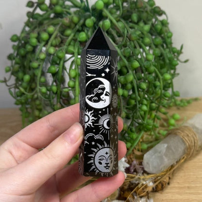 Silver Print Black Obsidian Point (E983) (E984) (E985)