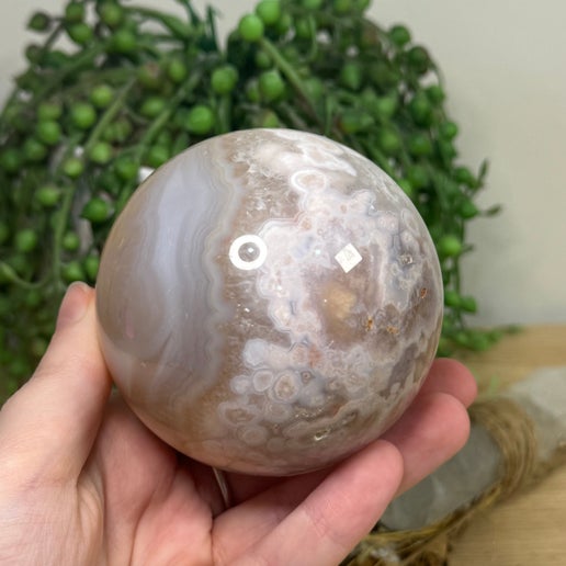 Pink Amethyst / Flower Agate Sphere (J826)