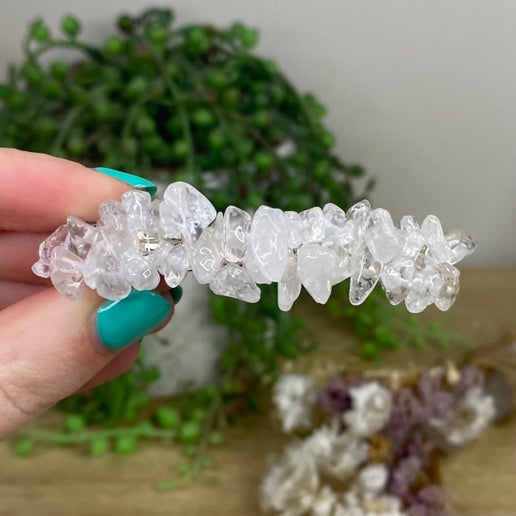 Clear Quartz Chip Hair Clip