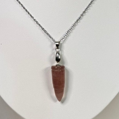 Strawberry Quartz Bullet Necklace (E461)