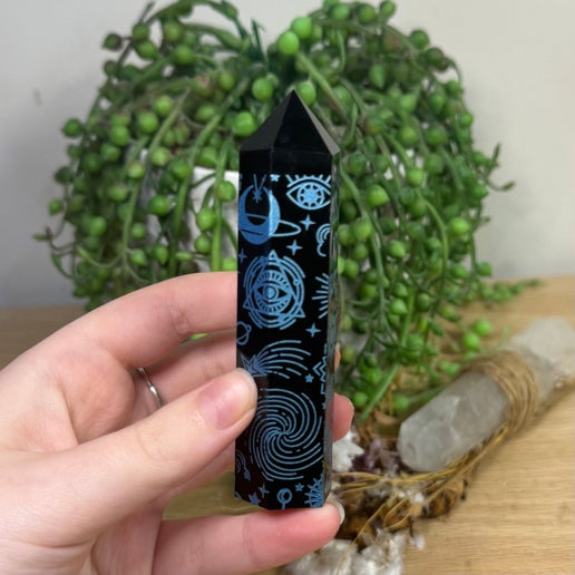 Blue Print Black Obsidian Point (E490)