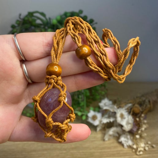Brown Macrame Tumble Necklace