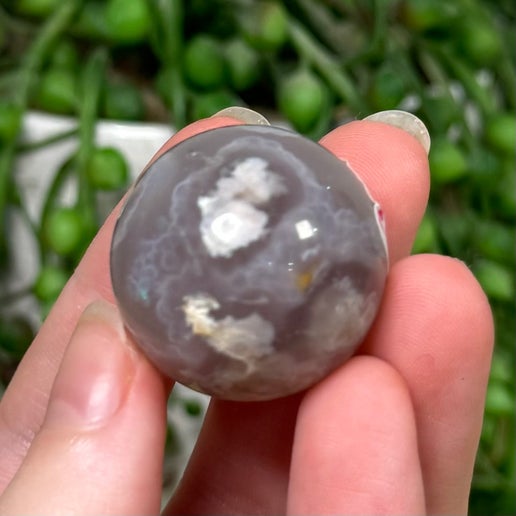 Black Flower Agate Sphere (E147)