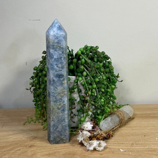 Blue Celestite Tower (K569)