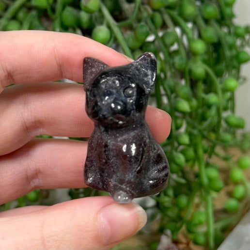 Garnet In Astrophyllite French Bulldog (K985)