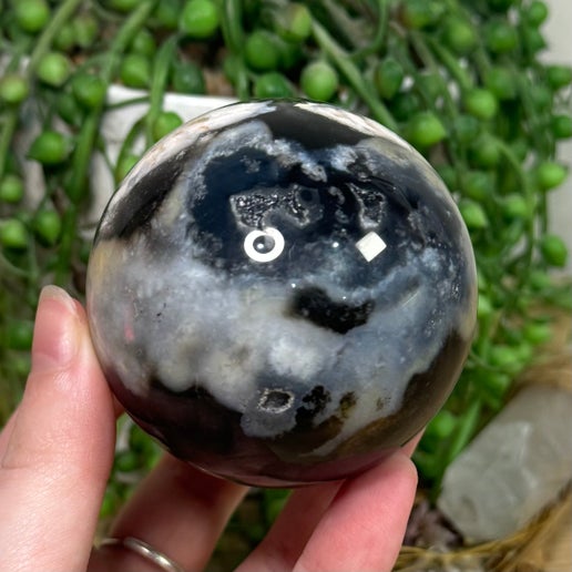 Black Flower Agate Sphere (I458)