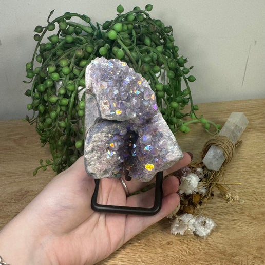 Aura Amethyst Cave On Stand (K597)