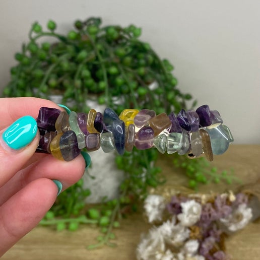 Rainbow Fluorite Chip Hair Clip