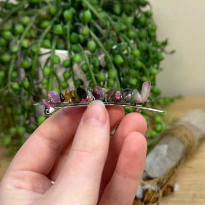 Watermelon Tourmaline Hair Clip