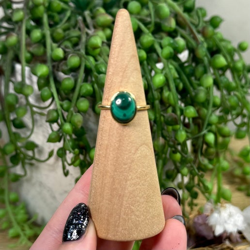 Malachite Gold Plated Ring (J708)