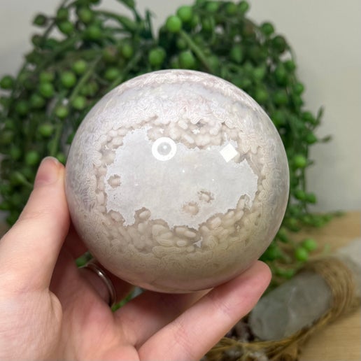 Pink Amethyst / Flower Agate Sphere (J825)