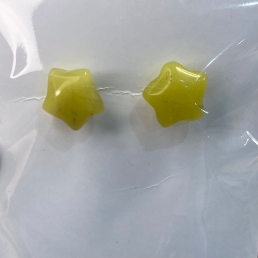 Yellow Jade Star Stud Earrings