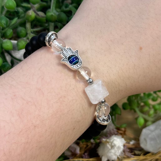 Clear Quartz Evil Eye Bracelet (F265)