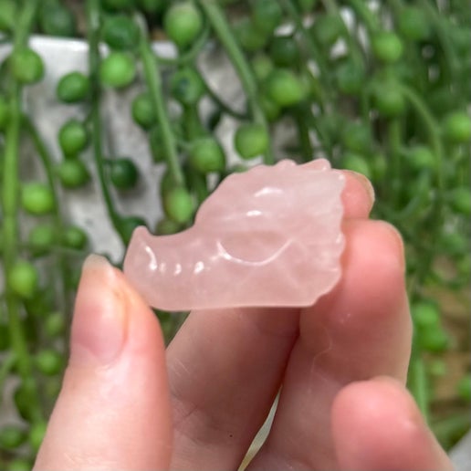 Rose Quartz Mini Dragon Head