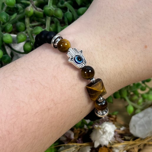 Tiger Eye Evil Eye Bracelet (F251)