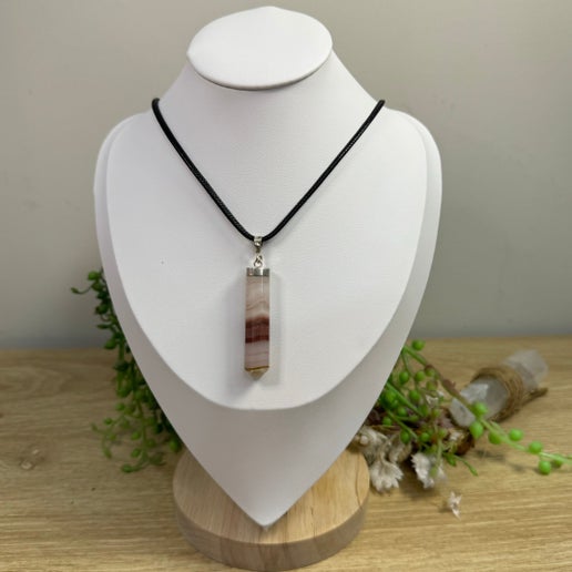 Pink Banded Onyx Necklace (J134)