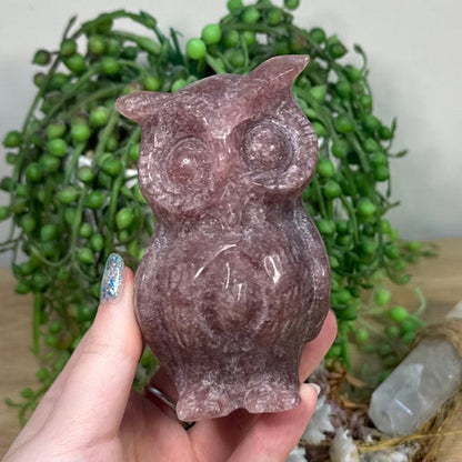 Strawberry Quartz Owl (J610)