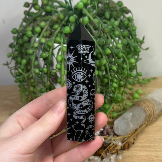 Silver Print Black Obsidian Point (E986) (E982) (E804) (E803)