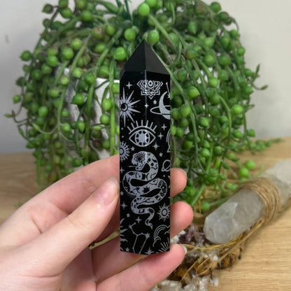 Silver Print Black Obsidian Point (E986) (E982) (E804) (E803)