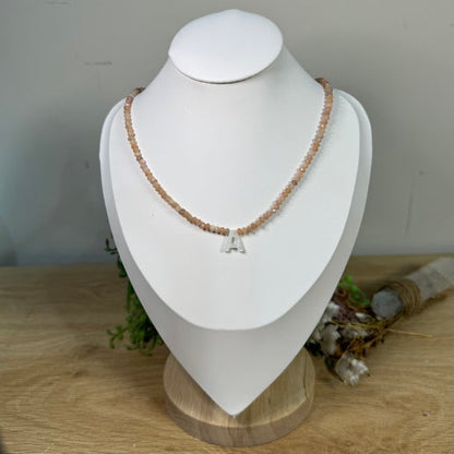 Sunstone "A" Necklace (G753)